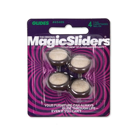 MAGIC SLIDERS Brown/Gray 1 in. Nail-On Carpet/Plastic Cushioned Glide , 4PK 45469
